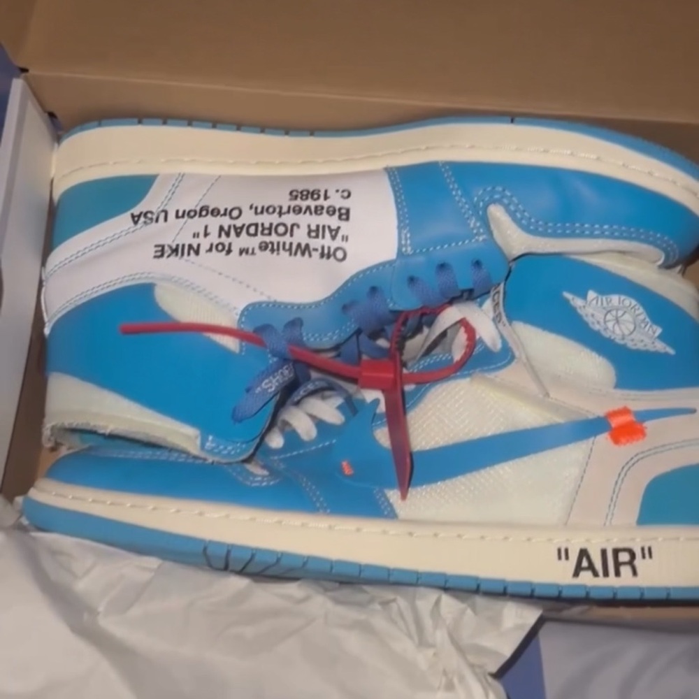 Nike Air Jordan Off-White Blue and White Sneakers